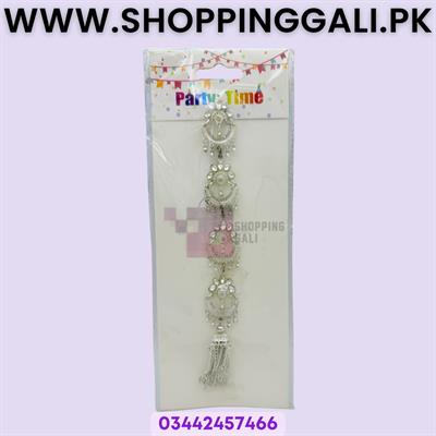 Elegant Silver Ornate Kurta Patti with Tassel - Apparel Decoration