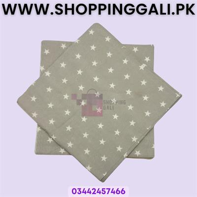Silver Napkins With White Stars - Napkins - Silver Color - Pack Of 20 Napkins