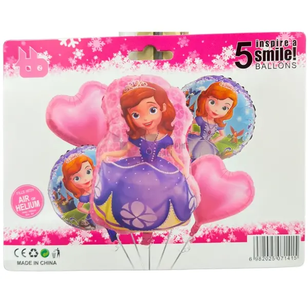 Princess Sofia Foil Balloon Set - 18 inch - Princess Sofia Themed Party - Pink - Girls - Pack Of 5 Foil Balloons