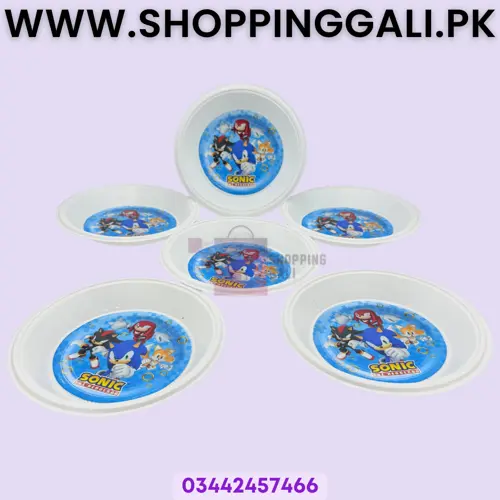 Sonic Plastic Plates - 7 Inch Party Plates - Blue - Pack Of 6