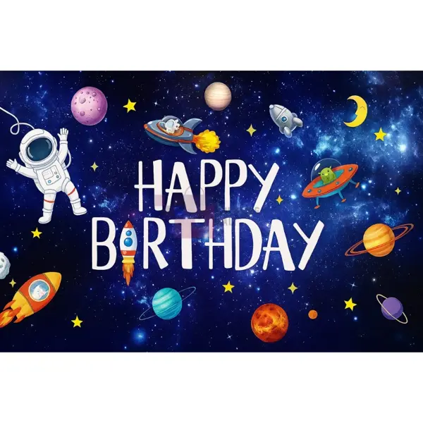 Space Banner - 36 Inch By 24 Inch - Birthday Banner - Space Themed Party - Blue - Unisex - Pack Of 1