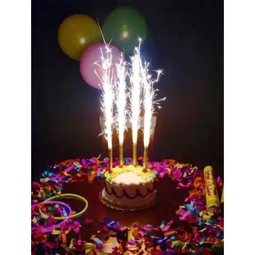 Sparkling Candle - 7 Inch - Cake Decoration Sparkling Candle - Multicolors - Unisex - Pack Of 6