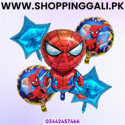 Spiderman Foil Balloon Set Blue Stars - 18 Inch Size - Foil Balloons - Blue Color - Pack Of 5 Foil Balloons