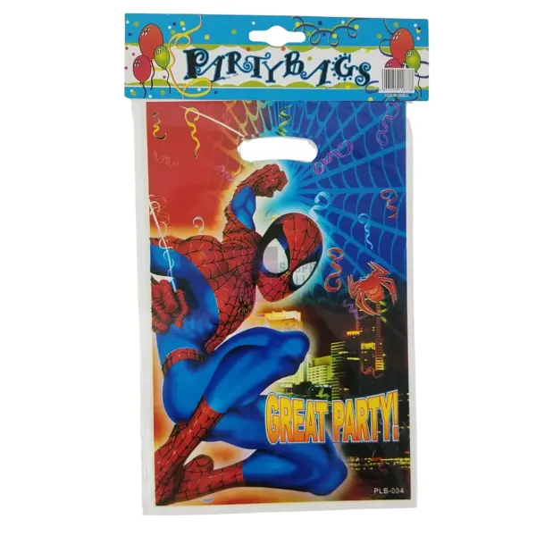 Spiderman Goody Bags - 10 x 6 Inch - Gift Bags - Spiderman Theme - Red - Boys - Pack Of 10