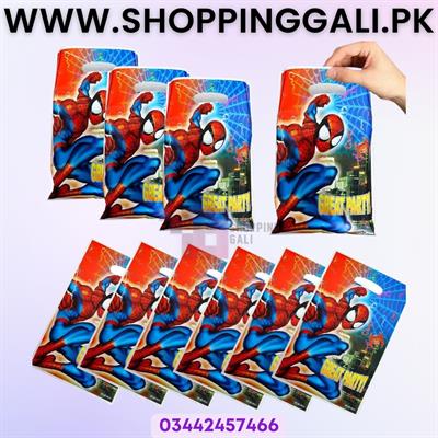 Spiderman Goody Bags - 10 x 6 Inch - Gift Bags - Spiderman Theme - Blue - Boys - Pack Of 10