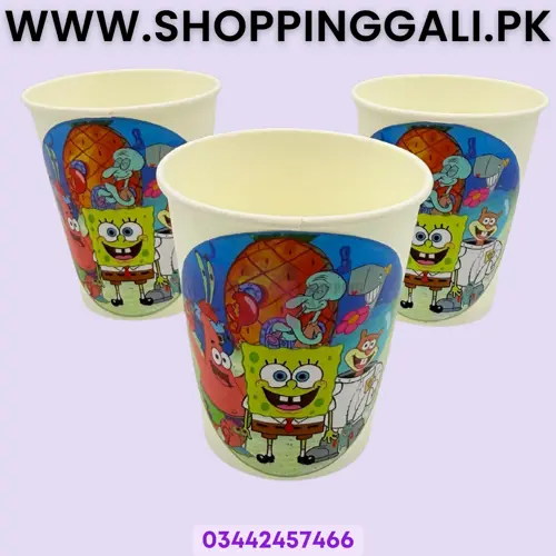 Spongebob Squarepants Paper Cups - 200 ml - Spongebob Squarepants Theme - Multicolor - Unisex - Pack Of 10