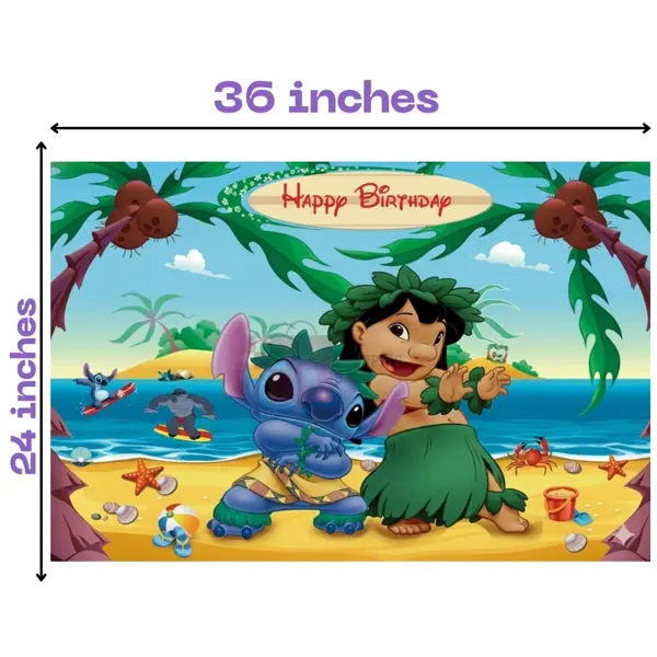 Stitch Banner - 36 Inch By 24 Inch - Birthday Banner - Stitch Themed Party - Multicolor - Unisex - Pack Of 1