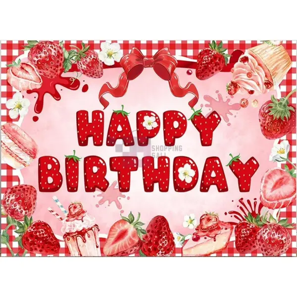 Strawberry  Banner - 36 Inch By 24 Inch - Birthday Banner - Strawberry Themed Party - Red - Girls - Pack Of 1