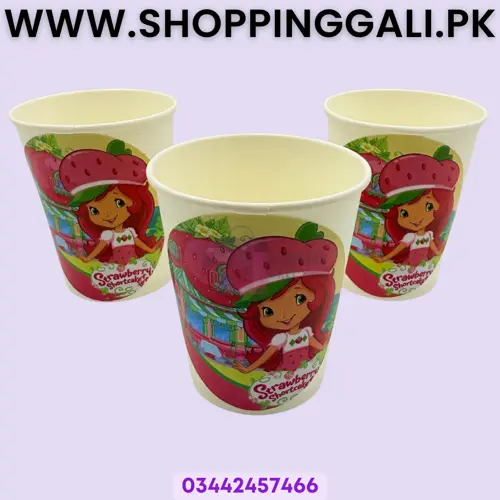 Strawberry Shortcake Paper Cups - 200 ml - Strawberry Shortcake Theme - Pink - Girls - Pack Of 10