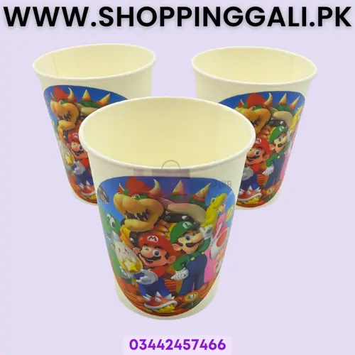 Super Mario Paper Cups - 200 ml - Super Mario Theme - Multicolor - Unisex - Pack Of 10