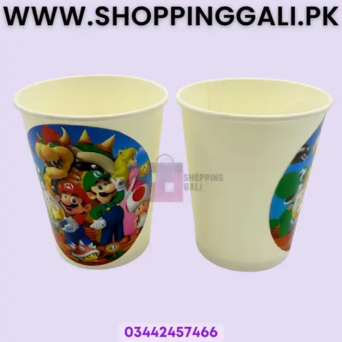 Super Mario Paper Cups - 200 ml - Super Mario Theme - Multicolor - Unisex - Pack Of 10