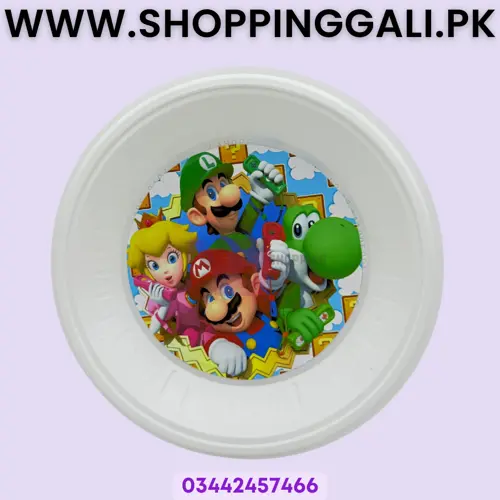 Super Mario Plastic Plates 7 Inch Party Plates White Multi-color Pack Of 6