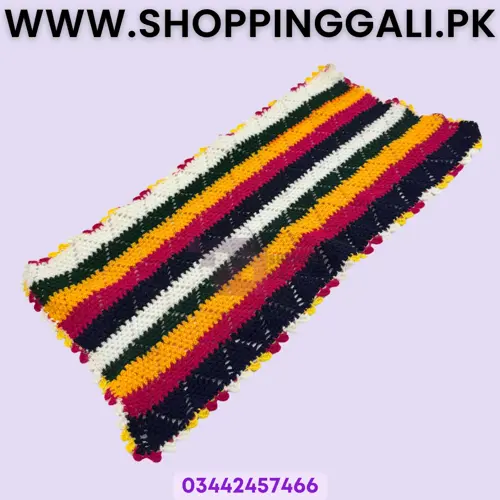 Table Mat Set - Square 15 Inch - Rectangle 17 Inch By 8.5 Inch - Wool Table Decoration - Natural Multicolors - Pack Of 3 Pcs