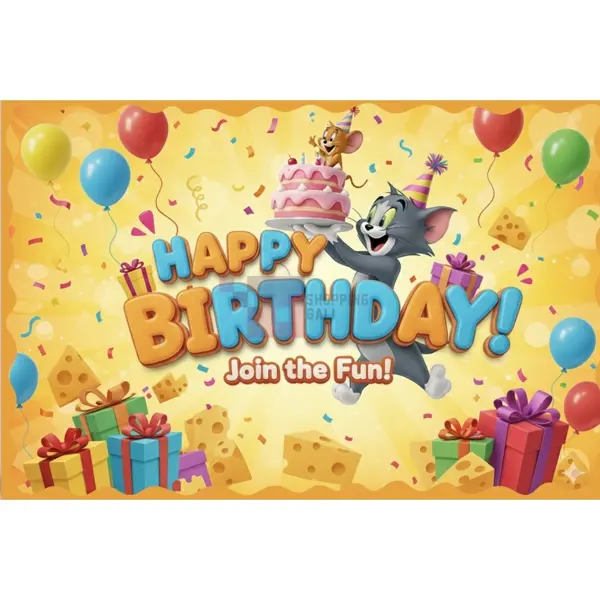 Tom And Jerry Banner - 36 Inch By 24 Inch - Birthday Banner - Tom And Jerry  Themed Party - Yellow - Unisex - Pack Of 1