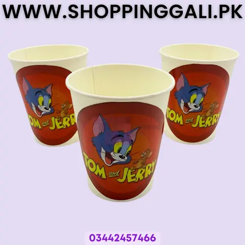 Tom & Jerry Paper Cups - 200 ml - Tom & Jerry Theme - Red - Unisex - Pack Of 10