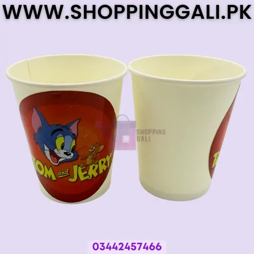 Tom & Jerry Paper Cups - 200 ml - Tom & Jerry Theme - Red - Unisex - Pack Of 10