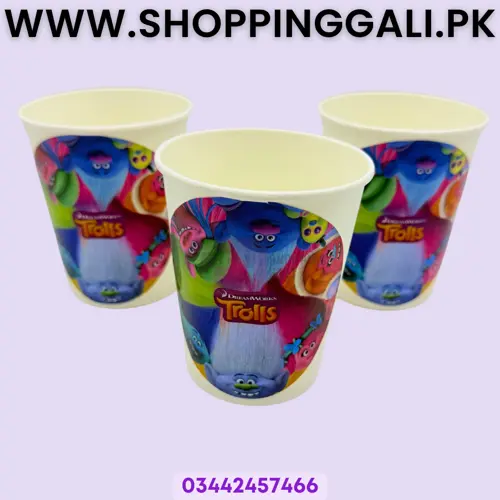 Trolls Paper Cups - 200 ml - Trolls Theme - Multicolor - Unisex - Pack Of 10