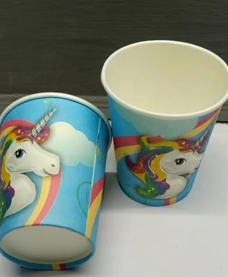 UNICORN THEME PAPER CUPS IN BLUE - PACK OF 10 PAPER CUPS - UNICORN CUPS