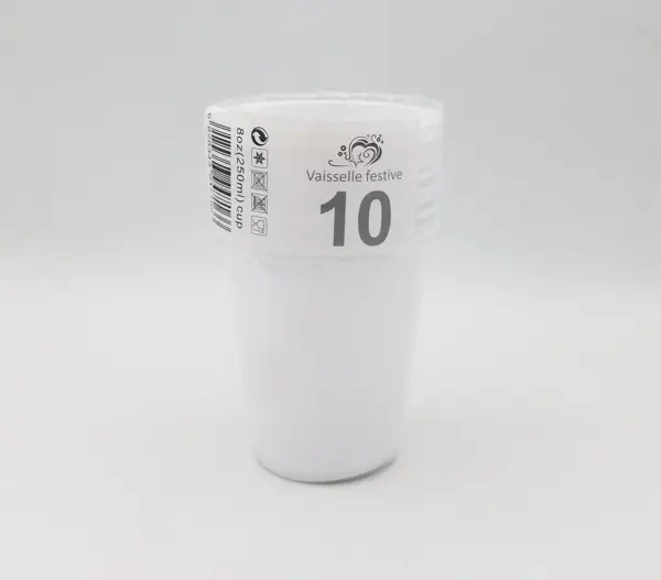 WHITE COLOR PLASTIC PARTY CUPS 250 ML CUPS ( PACK OF 10 CUPS )