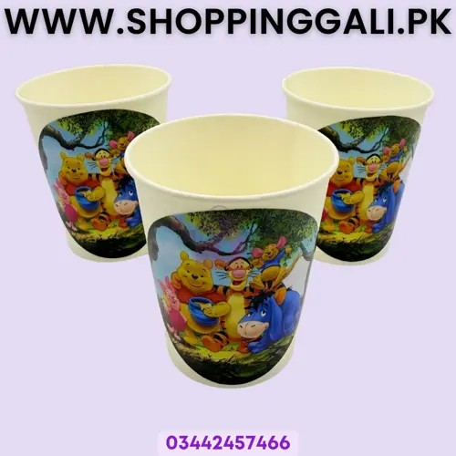 Winnie The Pooh Paper Cups - 200 ml - Winnie The Pooh Theme - Multicolor - Unisex - Pack Of 10