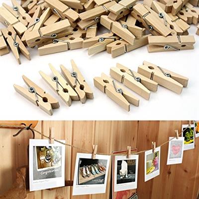 Wooden Small Clips - 1 Inch - Beige - Unisex - Pack Of 50