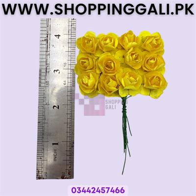 Bright Yellow Artificial Rose Bunches - Set of 3 (12 Flowers Per Bunch)