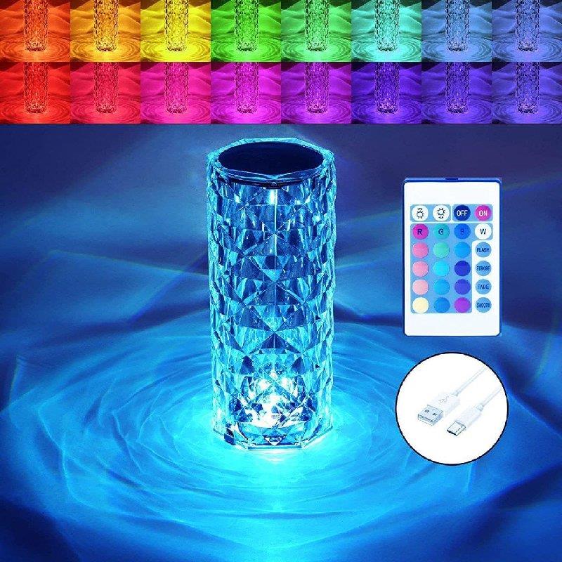 CRYSTAL TABLE LAMP TOUCH CONTROL BEAUTIFUL COLOR CHANGING RECHARGEABLE LIGHT FOR BEDROOM , LIVING ROOM AND KIDS ROOM DECORATION