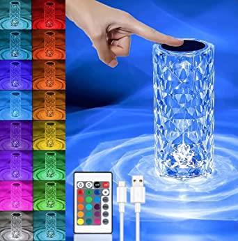 CRYSTAL TABLE LAMP TOUCH CONTROL BEAUTIFUL COLOR CHANGING RECHARGEABLE LIGHT FOR BEDROOM , LIVING ROOM AND KIDS ROOM DECORATION