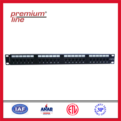 Premium-Line Category 6 24port Unshielded Patch Panel | Dual Type IDC | Black