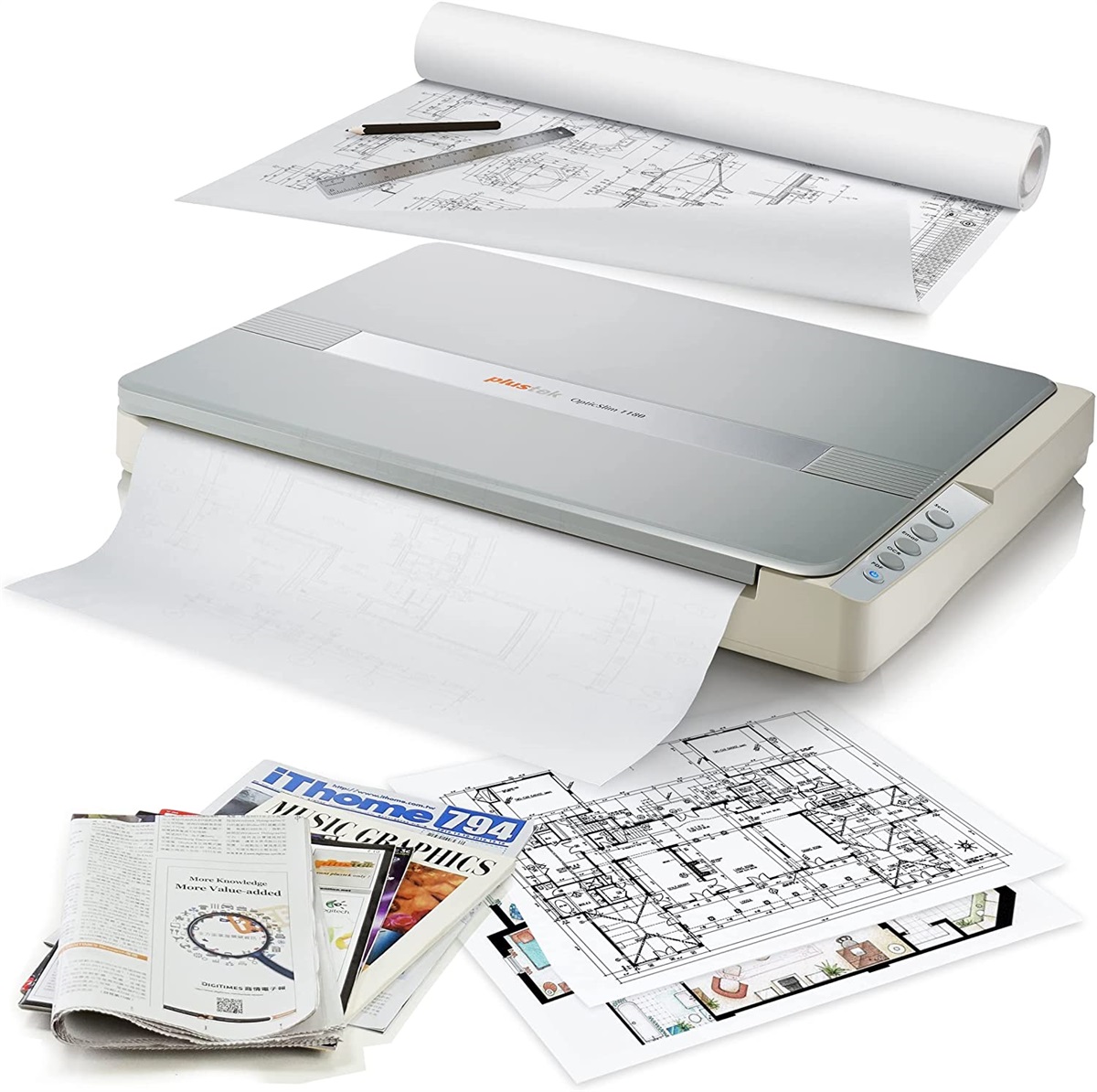 Plustek OpticSlim 1180 A3 Flatbed Scanner