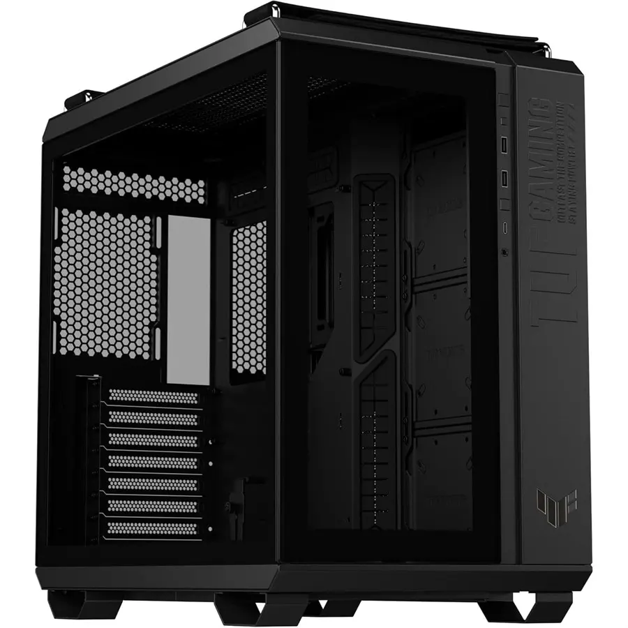 ASUS TUF Gaming GT502 Horizon Case (Black) – ATX Mid‑Tower, Panoramic Tempered Glass, Dual‑Chamber Design