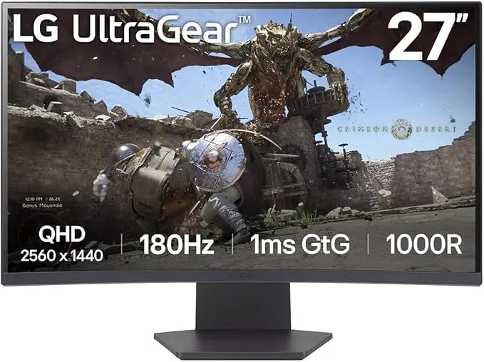 LG 27GS60QC-B Ultragear 27" 180Hz QHD Curved Gaming Monitor