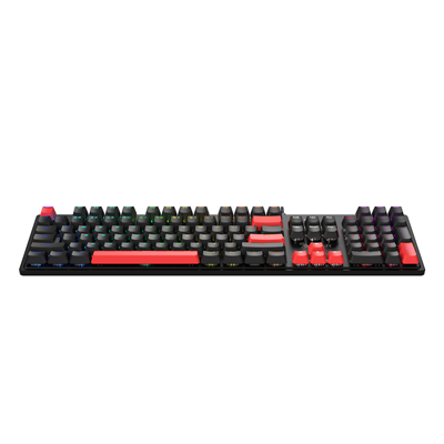 A4Tech Bloody S520N Mechanical Switch RGB Gaming Keyboard - BLMS Red Plus Switch - Hot-Swappable - 10 Preset RGB Effects - 1000Hz Report Rate - Double-Shot Injection Keycaps - Fire Black/Pudding Black/Icy White
