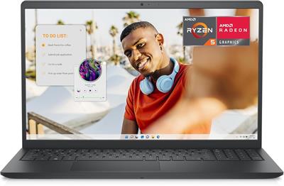 Dell Inspiron 15 3535 Laptop AMD Ryzen 5-7520U, 8GB DDR5, 512GB SSD, AMD Radeon Graphics, 15.6" FHD IPS 120Hz, Windows 11 Home, Carbon Black