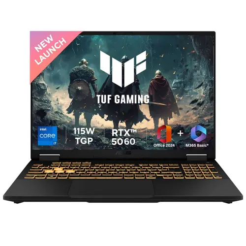 Asus TUF F16 Gaming Laptop 14th Gen Core i7-14650HX, 32GB DDR5, 1TB SSD, NVIDIA RTX 5060 8GB Graphics, 16.1" FHD+ IPS 165Hz, Windows 11 Home, Jaeger Gray
