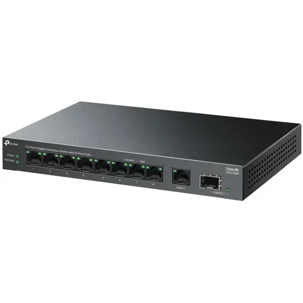TP-Link LS1210GP 10‑Port Gigabit Desktop Switch with 8‑Port PoE+