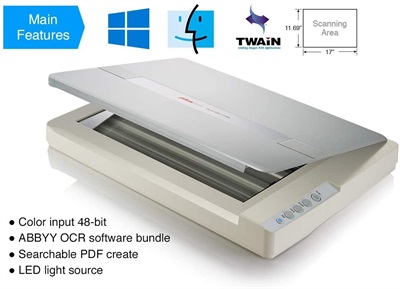Plustek OpticSlim 1180 A3 Flatbed Scanner