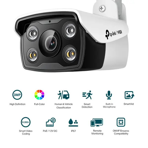 TP-Link VIGI C330 (2.8mm) 3MP Outdoor Full-Color Bullet Network Camera