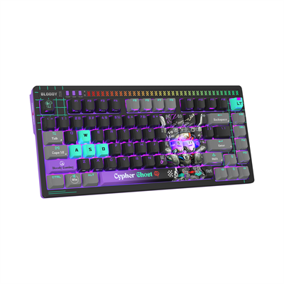 A4Tech Bloody AT75 Alpha Optical Switch Mechanical Keyboard - Cypher Ghost - Alpha Optical Switch - Voice-Activated LED Lighting Bar - Stealth Quiet Typing - 7 RGB Backlit Effects