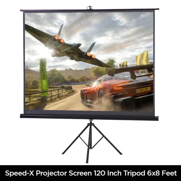 Speed-X Projector Screen 120-Inch Tripod Portable 6×8 Feet