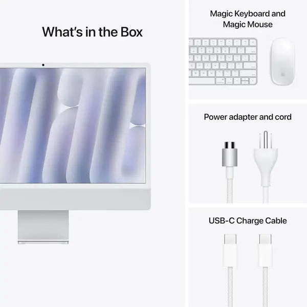 Apple iMac 24" MWUC3 M4 Chip 8 Core CPU 8 Core GPU 16GB Ram 256GB SSD Silver