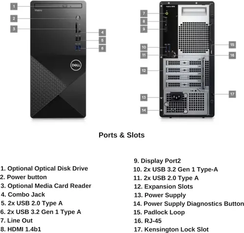 Dell Vostro 3030 Tower PC 12th Gen Core i7-12700, 8GB DDR5, 512GB SSD, Intel Integrated Graphics, DOS