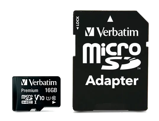 Verbatim 16GB Premium microSDHC Memory Card With Adapter 
