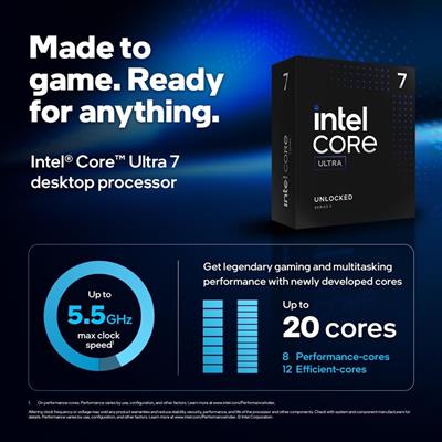 Intel Core Ultra 7 265K Desktop Processor, 20 Cores & 20 Threads