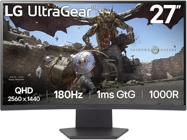 LG 27GS60QC-B Ultragear 27" 180Hz QHD Curved Gaming Monitor