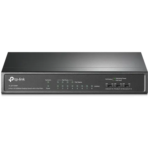 TP-Link TL-SF1008P 8-Port 10/100Mbps Desktop Switch with 4-Port PoE+