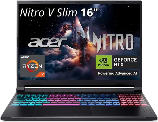 Acer Nitro V16S AI Slim ANV16S-41-R3Q0 Gaming Laptop AMD Ryzen 7 260, 16GB DDR5, 512GB SSD, NVIDIA RTX 5070 8GB, 16" WQXGA IPS 180Hz, Windows 11 Home, Black
