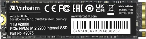 VERBATIM Vi3000 1TB NVME 2280 3100MBPS SSD