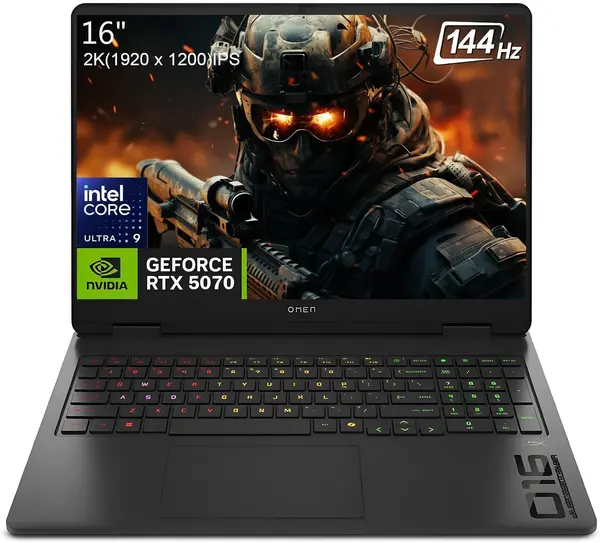 HP Omen 16-AN0075CL Gaming Laptop, Intel Core Ultra 9 285H, 32GB DDR5, 1TB SSD, NVIDIA RTX 5070 8GB Graphics, 16.0" 2K WUXGA 144Hz, Windows 11 Home