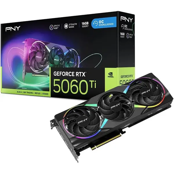 PNY GeForce RTX 5060 Ti 16GB Epic-X RGB Stealth OC Graphics Card